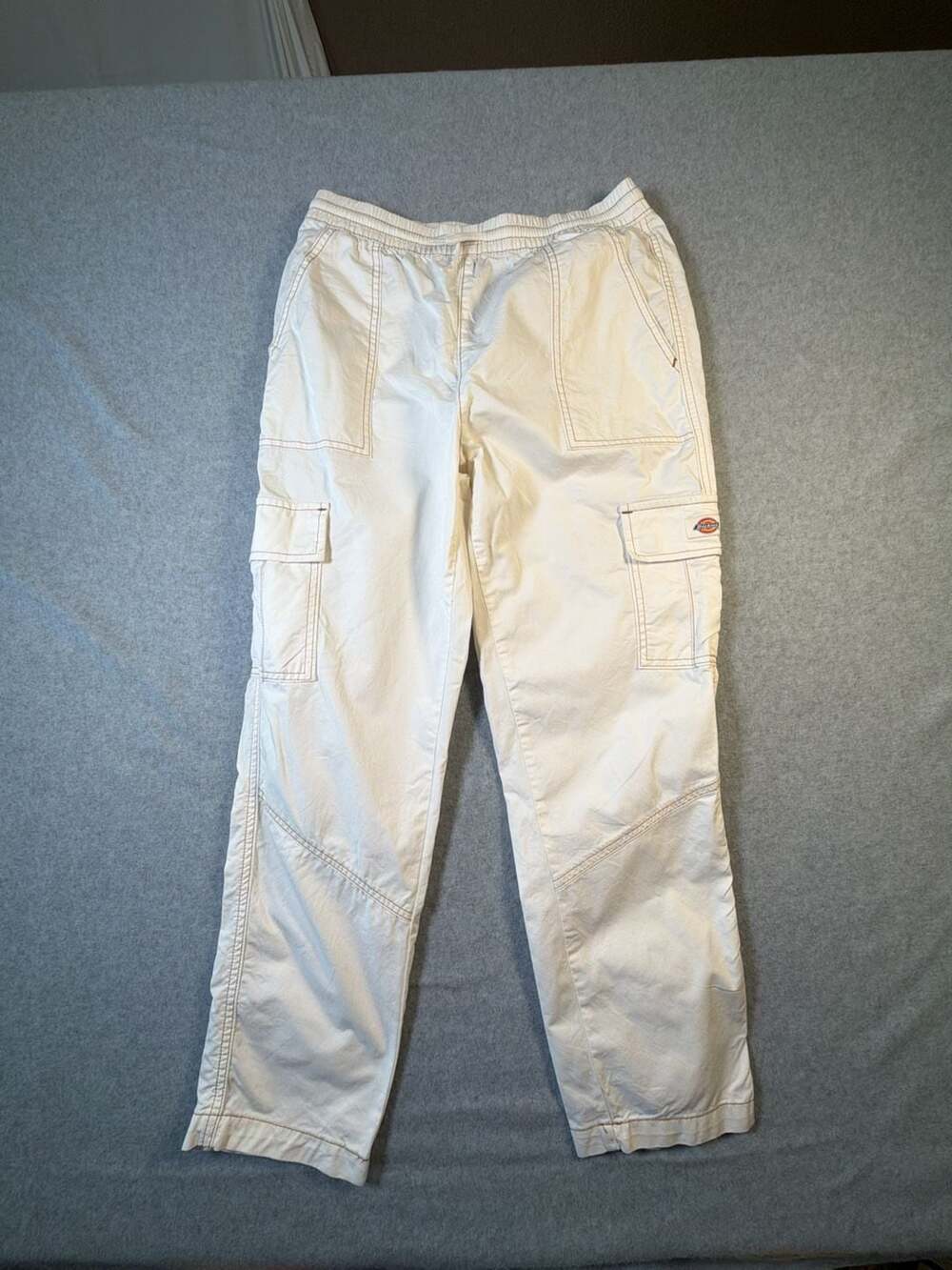 Dickies Women's Elastic Waist Cargo Pants Size Small Off-White